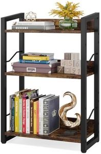 Hosfais Book Shelf Small Bookshelf: 3-Tier Wood Bookcase Industrial Bookshelf with Edge Protection Metal Narrow Bookshelves Storage Organizer Display Rack for Bedroom Home Office (Rustic Brown)