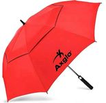 Axglo 68" Automatic Open Oversize Golf Umbrella -Extra Large UV Protection, Double Layer Double Canopy Windproof Waterproof Umbrellas (Red)