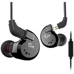 TRN V80 HiFi Earphone 2 Dynamic & 2 Balanced Armature Driver Stereo Bass IEM, Metal in Ear Headphone, Stage/Studio in Ear Monitor with Detachable 2 Pin Cable (with Mic, Black)