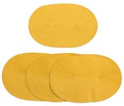 London Woven Spiral Table Placemats 16.9 X 13 Inches Oval Set of 4 Non-Slip Dining Yellow