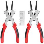 KEILEOHO 2 PCS 8 Inch Multi Function Mig Welding Pliers & Metal Sheet Thickness Gauge Set, Stainless Steel Welding Pliers for Metal Fabricators, Anti-Slip Handle Wire Cutting Drawing Out Welding