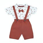 Macitoz Beach Printed Dungaree for Baby Boys | Half Sleeves & Knee Length with Bow (M (3Months- 6Months), Gingerbread)