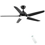 CJOY Ceiling Fans with Lights and Remote Control, 52'' Ceiling Fan Black Dimmable Light 3 Colour Temperatures, Silent Modern Ceiling Fans with Lamps for a Slanted Ceiling Bedroom, Living Room