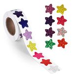 HASTHIP® 500Pcs Glitter Star Stickers, 1 inch/2.54cm Self Adhesive Small Star Stickers for Reward Charts, Incentive Stickers Sparkly Star Stickers for Kids Teachers School Office (8 Colors)