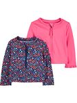 Simple Joys by Carter's Baby Girls' Assorted Rashguard Set, Pack of 2, Navy Floral/Pink, 12 Months