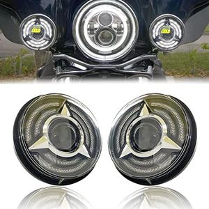 SKUNTUGUANG 1 Pair 4.5 Inch Fog Light Passing Lamps DRL bulb for Motorcycle Fog Lamp (Triangle Fog Light)