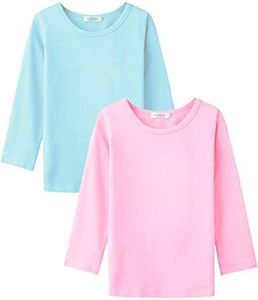 Arshiner Kids 2 Pack Long Sleeve Tees Girls Basic Tees 2pcs Shirt