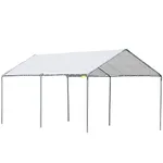 Outsunny 10' x 20' Carport Heavy Duty Galvanized Car Canopy with Included Anchor Kit, 3 Reinforced Steel Cables, White