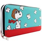 Animation Peanuts Snoopy Flying Ace Sopwith Camel Doghouse Purse Clutch Coin Pocket & Card Holder, Blue