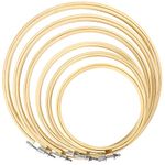 Caydo 6 PCS 6 Sizes Round Embroidery Hoop Cross Stitch Frame Bamboo Circle Embroidery Ring 10 cm to 25 cm for DIY Art Craft Sewing