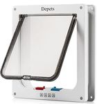 Depets Large Cat Door ( Size 9. 9" x 9. 2" x 2" ) with 4 Way Locking, Waterproof Cat Flap Door, White Pet Door Kit for Kitten Small Dog