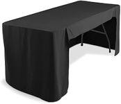 Lann's Linens Premium 6' Trade Show Table Cover - Open Back Fitted Tablecloth Black (TS-6FT-BLK_01)