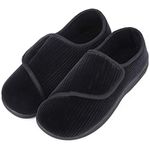 LongBay Men's Memory Foam Diabetic Slippers Comfy Closed-back Extra Wide Elderly Arthritis Edema Swollen House Shoes (10, Black)