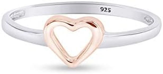Jewel Zone US Engagement Wedding Ring Set, Prong Setting Heart Shape Bridal Wedding Ring for her in 14K White Gold Over Sterling Silver Open Heart Ring, Jewelry Gift For Her Ring Size-4