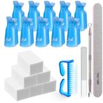 Gel Polish Remover Kit, MORGLES 10pcs Nail Clips 300pcs Cotton Pads 100/180 Nail File Glass Nail Shiner Cuticle Pusher and Brush, Blue