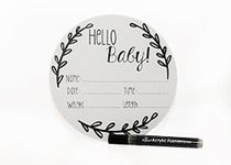 Nana's Little Angels Birth Announcement Sign 5 inch White “Hello Baby” Newborn Baby Name Announcement Wooden Sign with Black Paint Marker Wooden Disc Announcements for Hospital Pictures & Photo Prop…