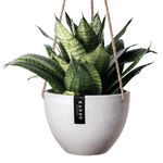 Kanso Designs Upcycled 8" Hanging Planter Pot (White Stone): Modern Upcycled Hanging Planters for Indoor Plants (1 Pot) - Convenient Drainage Hole with Plug - Lightweight & Durable Design