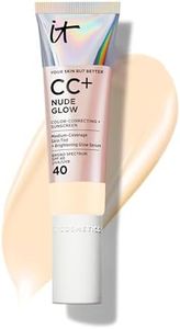 IT Cosmetics CC+ Nude Glow (Fair Warm) - Medium Coverage Foundation with SPF 40 & Brightening Glow Serum, Lightweight Skin Tint, 2% Niacinamide + Hyaluronic Acid, Up to 24H Hydration - 1.08 fl oz