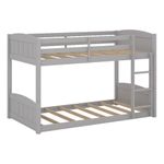 Hillsdale Twin Floor Bunk Bed with Slats, Wood, Grey