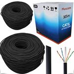 Xample® RJ45 305m Network Cat6e Reel AWG24 Ethernet LAN UTP Gigabit Roll Bulk CCA Cable / 1000ft Networking/Black For PC Laptop Computer Modem Router