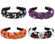 Halloween Headbands for Women Halloween Headbands Bulk Spooky Ghost Skeleton Pumpkin Bat Headband Set for Halloween Wide Non-Slip Halloween Hair Accessories Gifts Halloween Costume Decorations Party-4