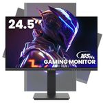 CRUA 24.5Inch Gaming Monitor 144Hz/165Hz, FHD 100% sRGB Computer Moniteur, Height/Pivot/Swivel/Tilt Adjustable Vertical Monitor, Support FreeSync, DisplayPort, HDMI, Wall Mount (75mmX75mm)