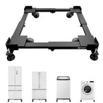 Hipkoo Washing Machine Trolley with Wheels & Anti Vibration Grips - Adjustable Metal Stand for All Semi or Front or Top Load Washing Machine, Fridge, Dishwasher Stand, etc. (Stands up to 170Kg, Black)