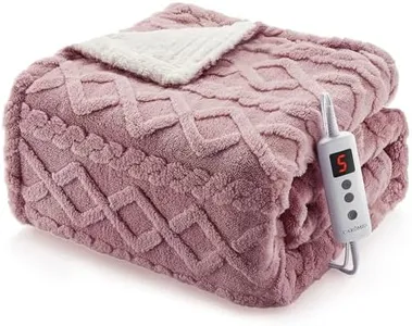 CAROMIO Heated Throw Blanket - Thick Tufted Sherpa Electric Blanket Throw with 10 Heating Levels and 10 Time Settings, ETL Certified Machine Washable Fast Heating Blanket Throw 50"×60", Dusty Pink
