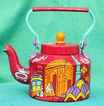 A Krazy Mug Hand Painted Colourful Décorative Traditional Delhi City Theme Design Desi Tea Chai Aluminium Kettle (850 ml)