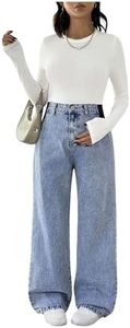 MakeMeChic Women's Maternity Jeans Wide Leg Over The Belly Straight Pregnancy Jeans Denim Pants Light Blue XX-Large
