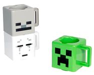 Minecraft Stacking Coffee Mugs, Set of 3, Creeper Skeleton and Ghast Cup Designs, Gift for Minecraft Gamers and Kids, 250 ml Capacity