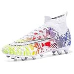 VTASQ Football Boots Men's Breathable Turf High Top Spikes Soccer Shoes Outdoor Cleats Professional Athletics Sneakers Teens Wear-Resistence Soccer Shoes Unisex T2023-W/T-7.5UK