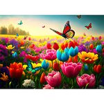 HUADADA Jigsaw Puzzles for Adults 1000 Piece Jigsaw Puzzles for Adults,JigsawPuzzle 1000 Pieces for Adults Challenging Puzzle Games（Flowers and Butterflies）