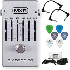 Briskdrop MXR M109S Six Band EQ Guitar Effects Pedal Bundle with 2 Patch Cables, 6 Dunlop Picks, and Power Supply (M109S-Bundle)
