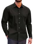 COOFANDY Men's Muscle Fit Dress Shirts Wrinkle-Free Long Sleeve Casual Button Down Shirt Black