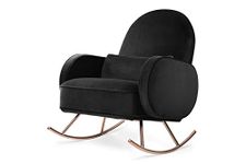 Nursery Works Compass Rocker in Black Velvet with Rose Gold Legs, Greenguard Gold and CertiPUR-US Certified