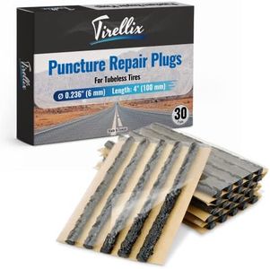 Tirellix Tire Plugs Heavy Duty (4", 30 Pack) - ⌀1/4" (6mm) Tubeless Tire Plugs for Car, ATV/UTV, Professional Tire Repair Plugs for Tire Flats, Essential for Tire Plug Kit or Tubeless Tire Repair Kit
