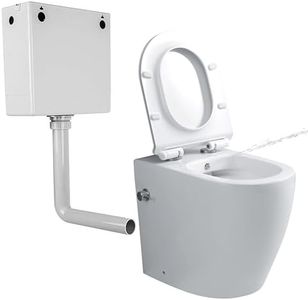 Comfort Height Back to Wall Toilet with Bidet Concealed Cistern All in One Integrated Combined Bidet Toilet BTW Rimless Bathroom Toilets Ceramic WC Pan Soft Close Seat Compact WC