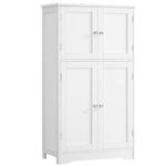 Iwell Storage Cabinet with Adjustable Shelf, Bathroom Storage Cabinet with Doors, Kitchen Storage Cabinet for Living Room, Bathroom, Kitchen, White CSNG019W