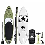 Atoll 11' Feet Inflatable Stand Up Paddle Board, (6 Inches Thick, 32 inches Wide) ISUP, Bravo Hand Pump and 3 Piece Paddle, Travel Backpack New Paddle Leash Included (Green)