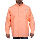 HABIT Men’s Fourche Mountain Long Sleeve River Guide Fishing Shirt, Spiked Peach, XXL