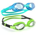 ZABERT 2 Pack K20 Kids Swimming Goggles, Swim Goggles for Kids Toddler Youth Boys Girls Junior Jr Childrens Child Little Baby Age 3 4 5 6 7 8 9 10 11 12 Years Anti Fog Blue Teal Black Green