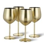 Oak & Steel - Stainless Steel Wine Glasses, 550ml (4, Gold Matte)