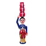 Sri Balajee Bangles Woode Pot Carrying Lady Unique Showpiece Figurine Home Decorative - Multi Color Pack of 1