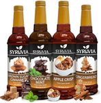 Syruvia Holiday Syrup Variety Pack Chocolate Mint, Apple Crisp, Gingerbread & Brown Sugar Cinnamon - 25.4oz - 4-Flavor Holiday Gift Set, Gluten-Free, Kosher (4-Pack)