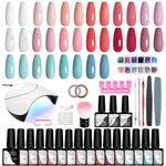 Gel Nail Polish Set VANREESA 16 Colours Gel Nail Polish Kit with U V Nail Lamp Gel Polish Set White Red Pink Blue Gel Nail Polish Gel Nail Kit with Base and Top Coat Nail Art Salon Gifts for Women