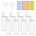 Ailvor 100ml Travel Bottles, Travel Bottles for Toiletries Empty Refillable, 8pcs Clear Container Travel with 2 Funnels and Colorful Labels, Plastic Travel Bottles for Shampoo Lotions Cosmetics