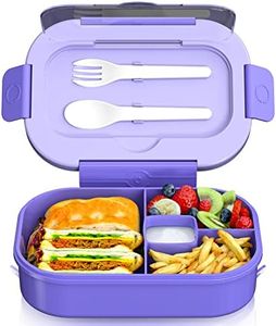 Bento Box for Kids, 1300ML 4 Compartment Bento Box Adult Lunch Box with Cutlery, Lunch Box Containers for Kids/Adults/Toddler, Leak Proof, Microwave/Dishwasher/Refrigerator Safe, BPA Free (Purple)