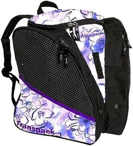 TRANSPACK Unisex Adults Water-Resistant Tough Rugged Lightweight 33L Ice Skate Backpack Bag | Carries Skates, Helmet and Gear, Blue Floral