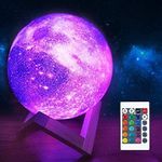 Moon Lamp,CooPark 3D Printing Night Light 16 Colors LED Lighting with 4 Modes USB Charging and Wooden Stand，Remote & Touch Control（15cm/5.9inch Warm Theme Bedroom Decor Cool Creative